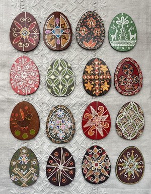 Wooden Pysanky Magnets