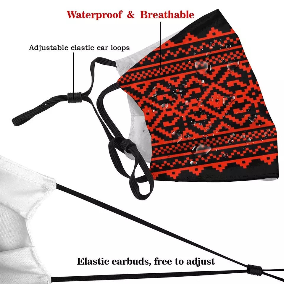 Ukrainian Embroidery Face Mask - (red & black)