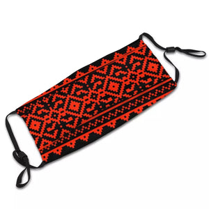 Ukrainian Embroidery Face Mask - (red & black)