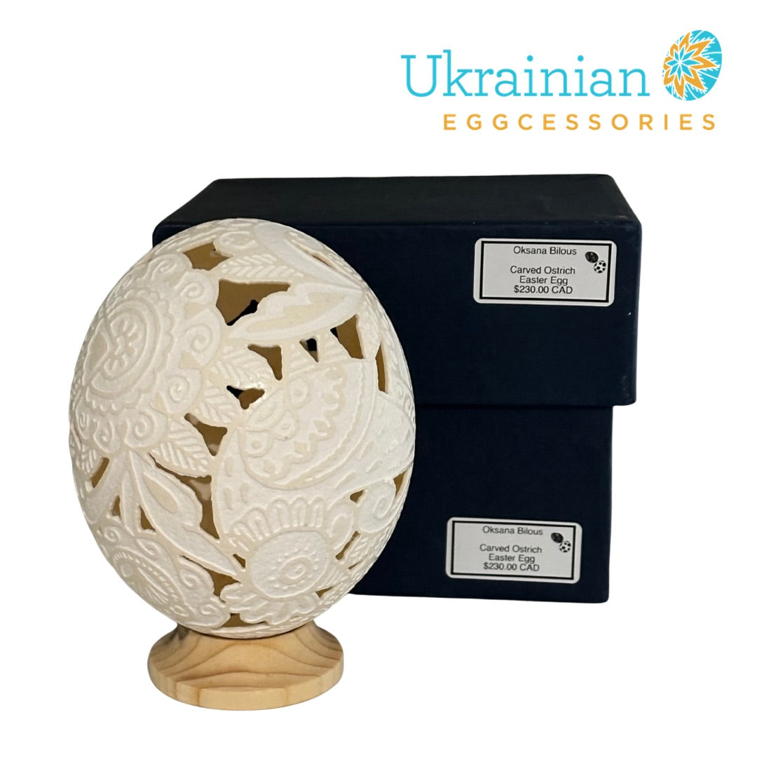 Etched & Carved Ostrich Egg