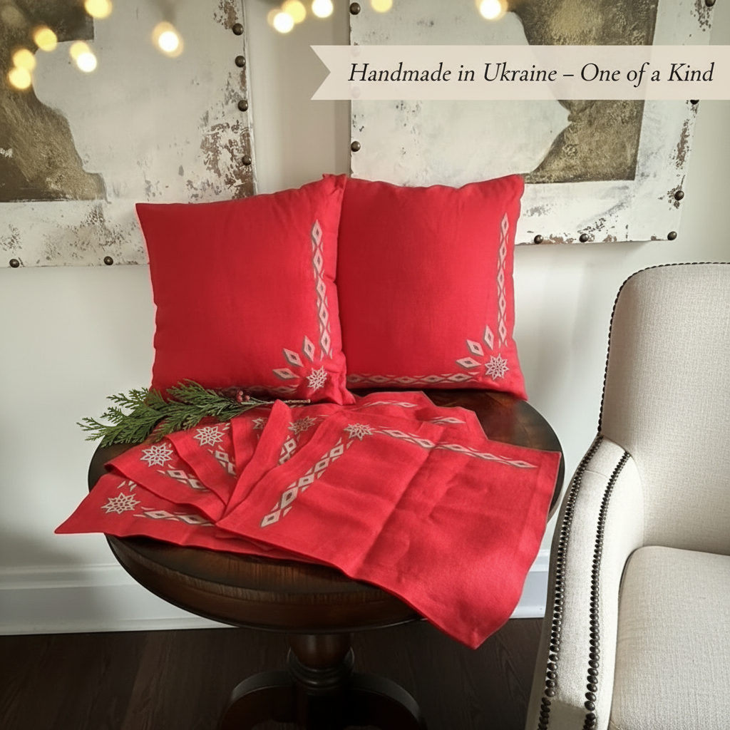 Vibyka Christmas Pillows & 6 Napkins