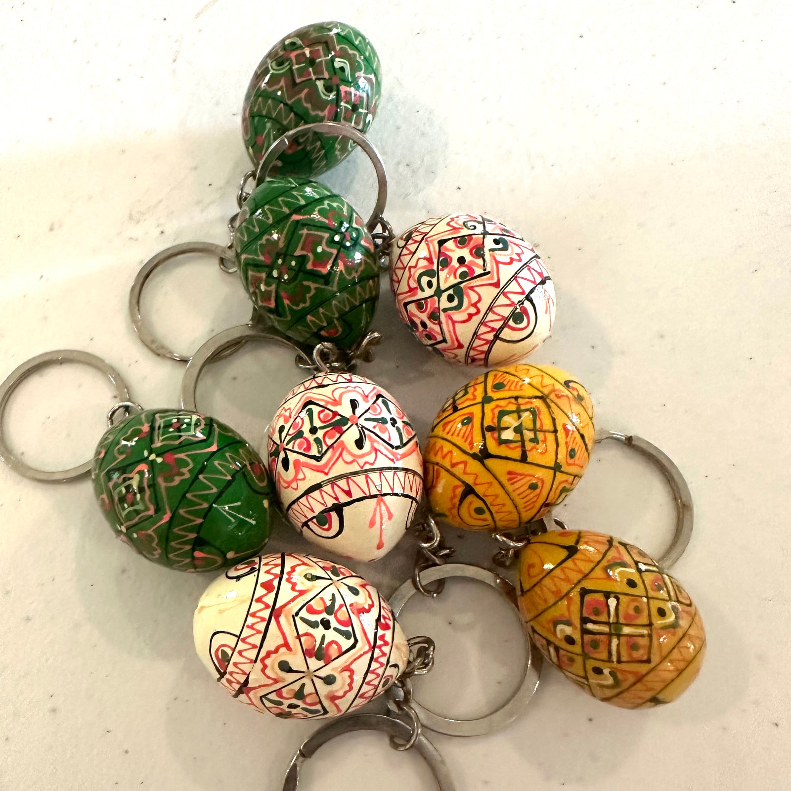 Wooden Pysanky Keychain