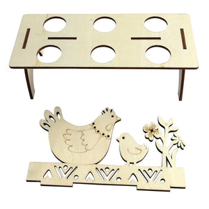 Egg Stand- 6-Egg "Chicken & Chick" Pysanky Stand