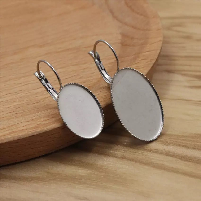 Oval Earring Bezels - Stainless Steel