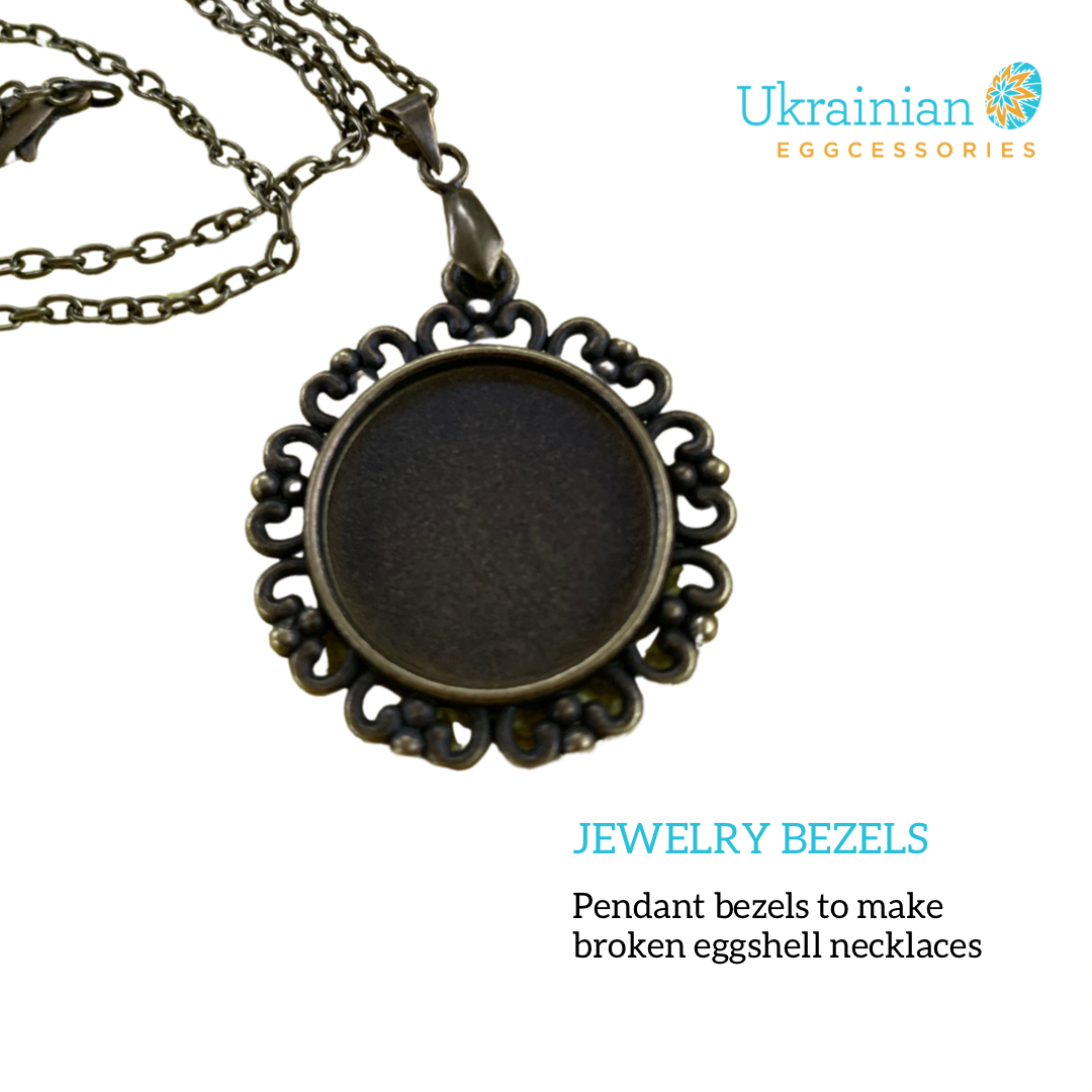 Round Jewelry Bezel & Chain - Bronze