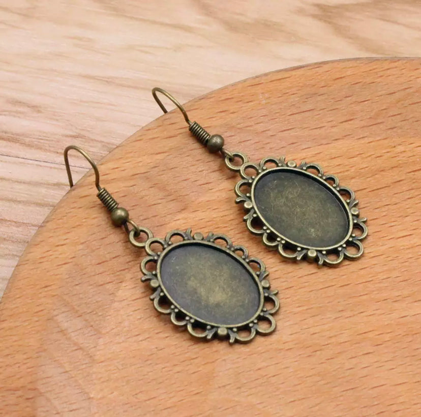 Oval Earring Bezels - 2 pairs