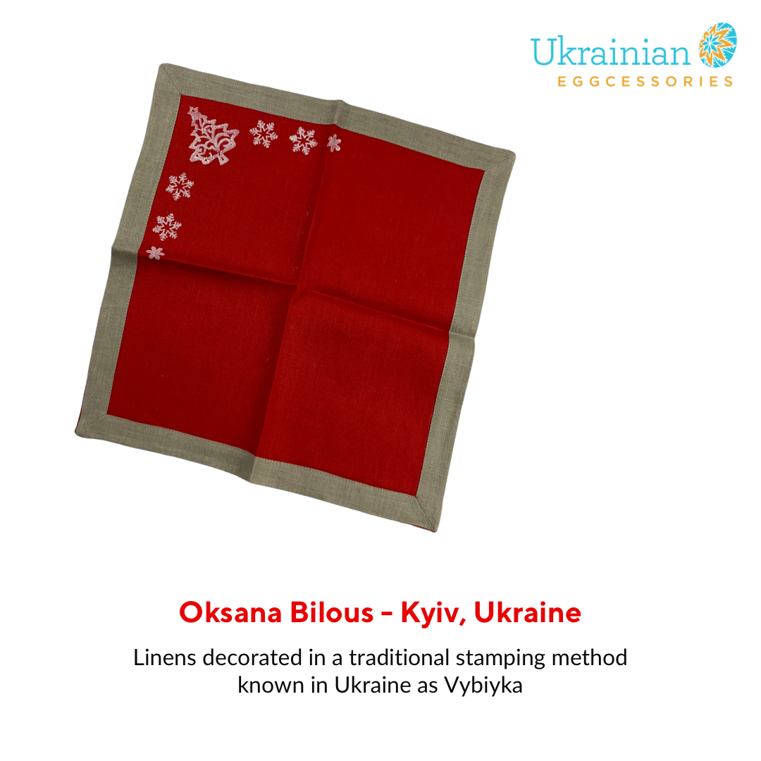 Christmas napkin - red with white tree